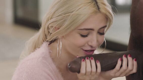 Негр с огромным членом трахает маленькую блондинку